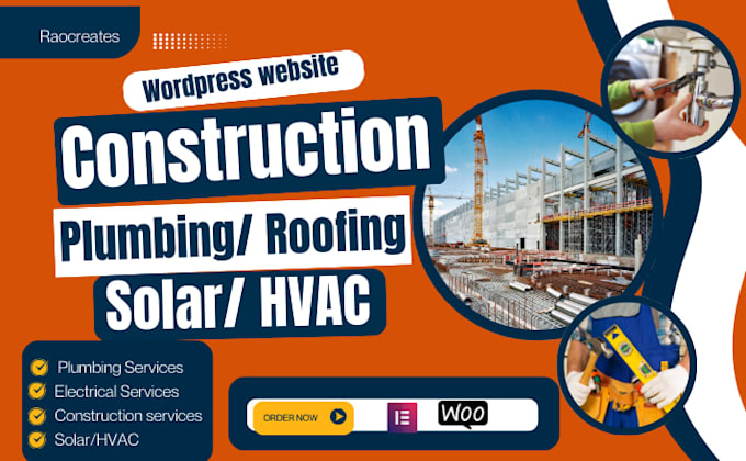 I will design redesign wordpress website for plumbing, hvac, roofing, solar