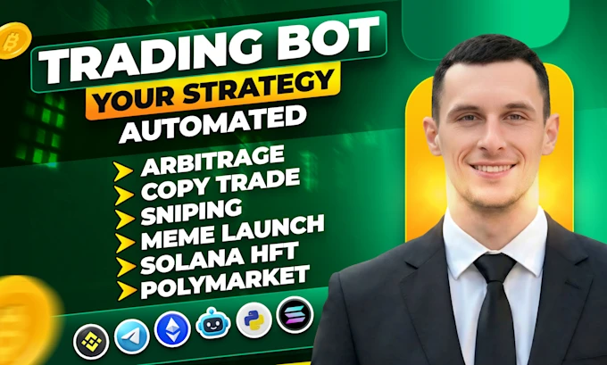 I will be blockchain and crypto bot developer for arbitrage, polymarket, copy trading
