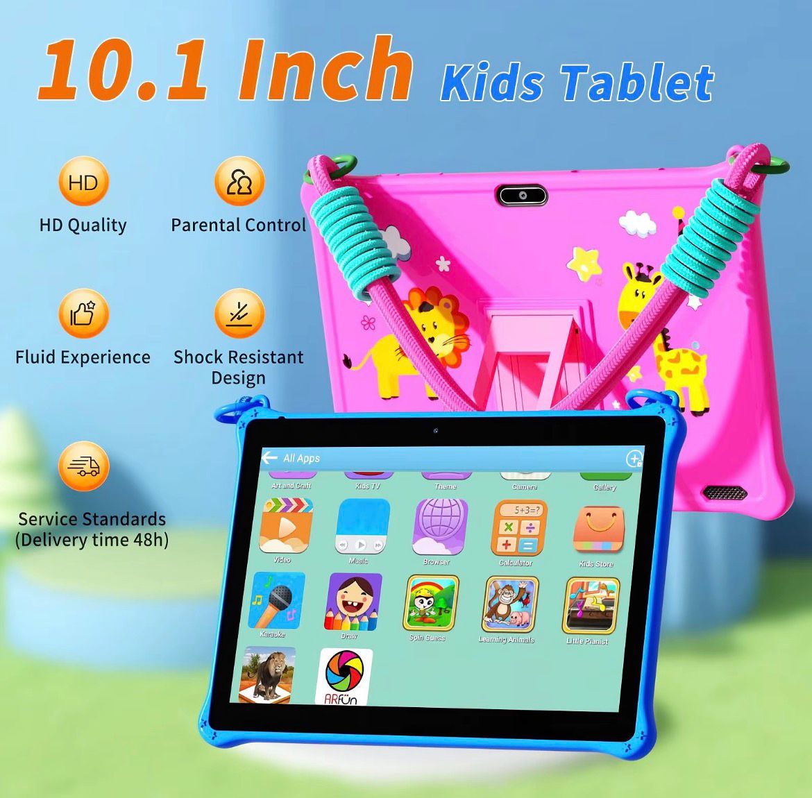kids drop proof tablet computer with detachable lanyard 10 inch